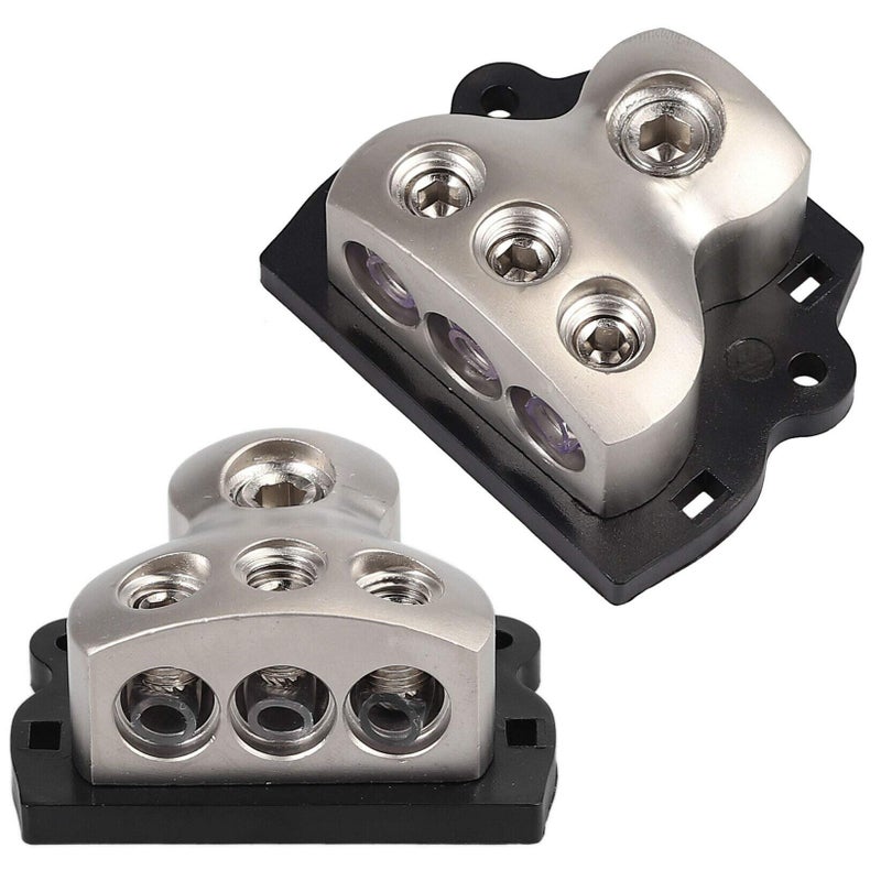 VonSom 3 Way Power Distribution Block, 1x 0 Gauge in / 3X 4 Gauge Out Amp Power Distribution Ground Distributor Connecting Block for Car Amplifier Audio Splitter 2 Pack - Image 2